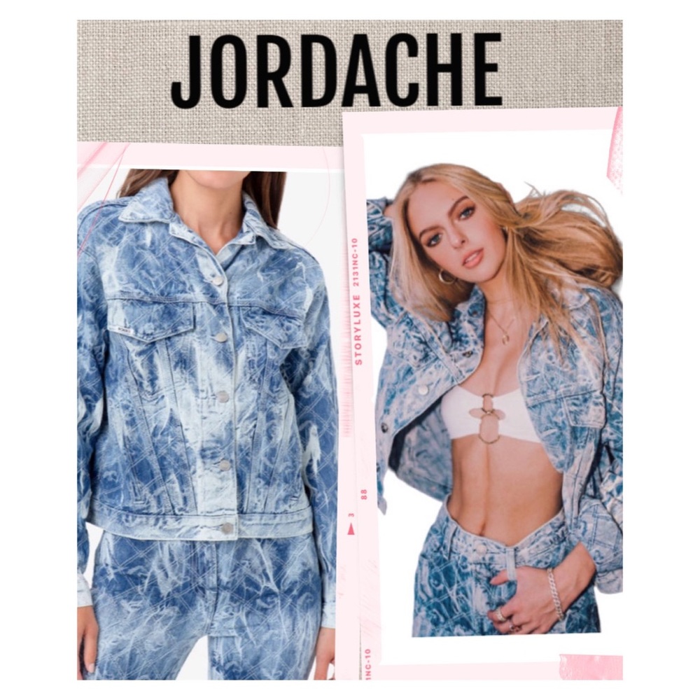 Flash Sale Jordache Jacket Denim TIE-DYE LOGO JACQUARD OVERSIZED NEW Size XS